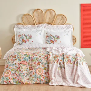 Karaca Home Sarthe 100% Baumwolle Doppelbett Bettwäsche und Tagesdecke Set Multicolor