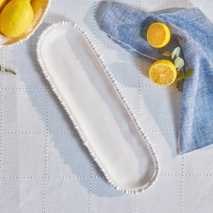 Karaca Perla, Melamin Servierplatte in Bootsform, 44cm, Weiß