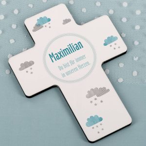 Bedrucktes Gedenkkreuz - Sternenkinder - in Blau oder Rosa