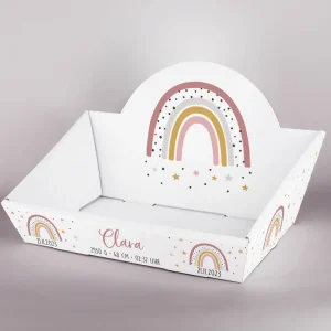 Geschenkkorb - Regenbogen - zur Geburt in rosa oder blau, wahlweise mit Füllung