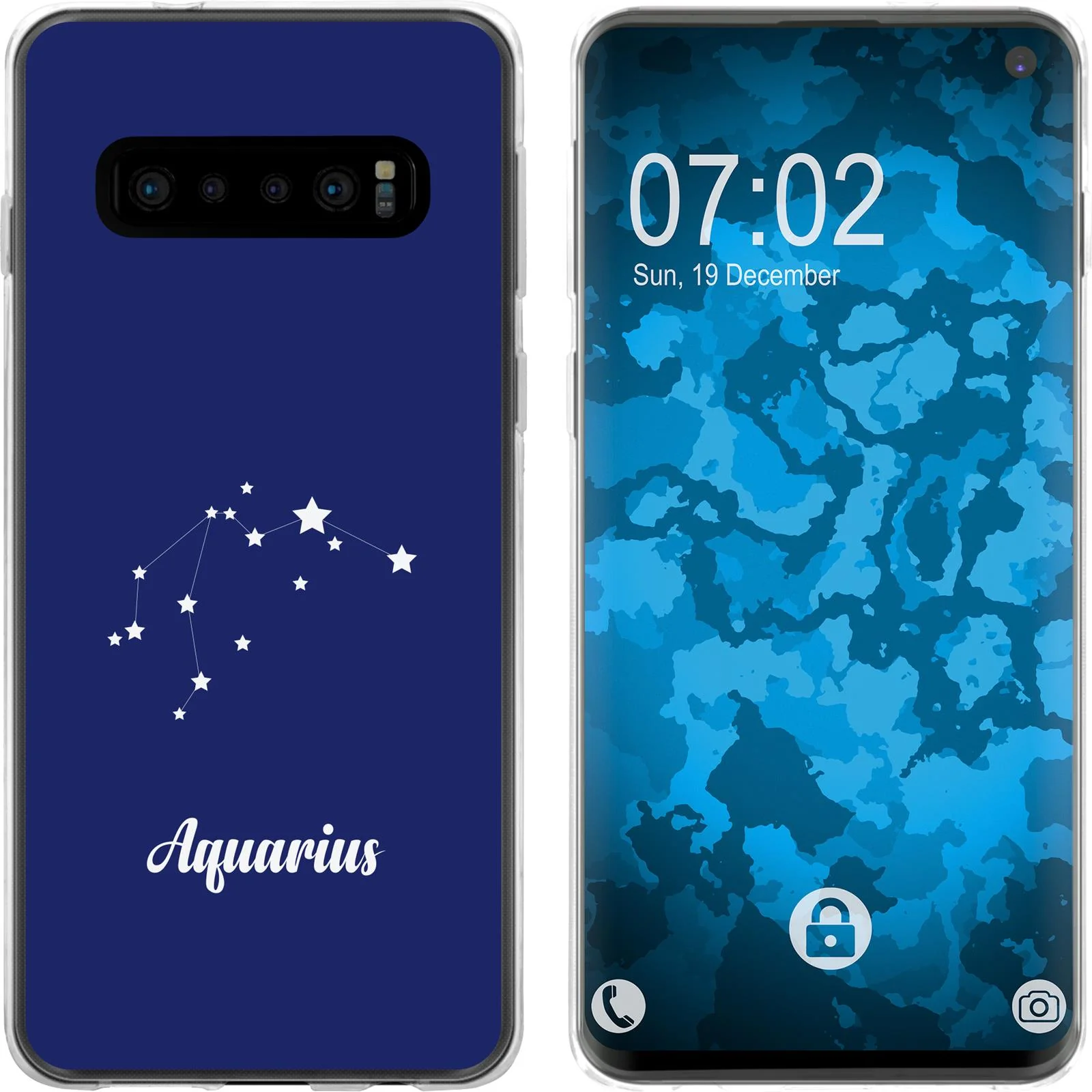 PhoneNatic Case kompatibel mit Samsung Galaxy S10 Silikon-Hülle SternzeichenAquarius M10