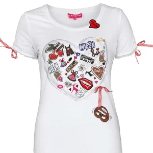 Damen Trachten T-Shirt Applikationen Herz