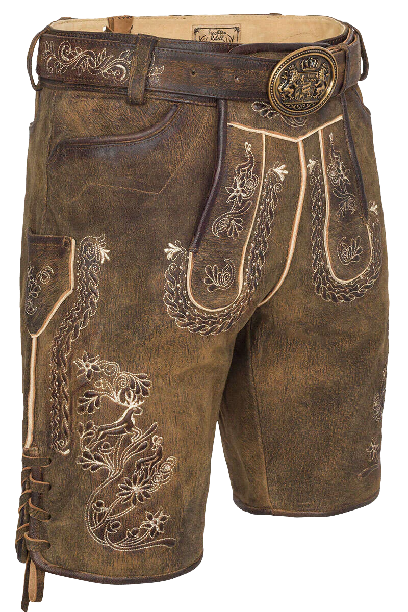 Kurze Herren Lederhose mit Gürtel – Bild 2